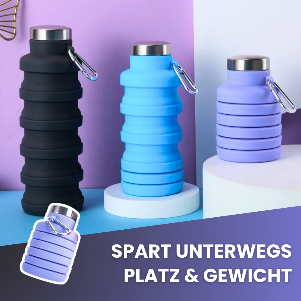 Faltbare Trinkflasche aus Silikon – flexibel, leicht und immer dabei!