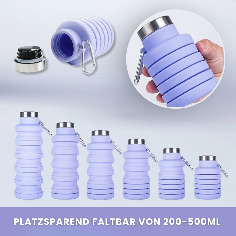 Faltbare Trinkflasche aus Silikon – flexibel, leicht und immer dabei!