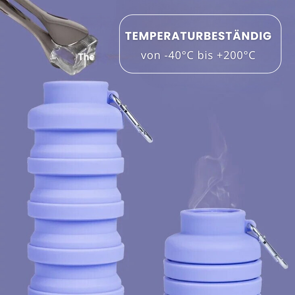 Faltbare Trinkflasche aus Silikon – flexibel, leicht und immer dabei!