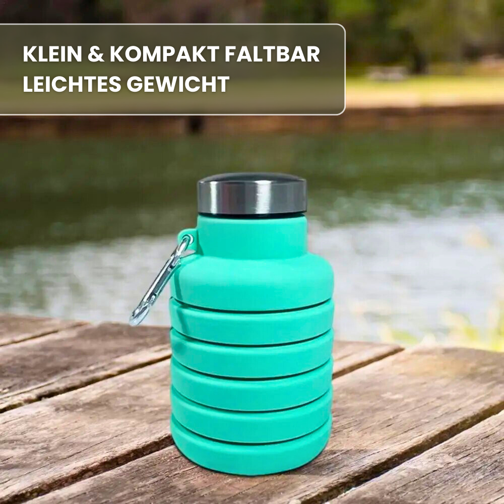 Faltbare Trinkflasche aus Silikon – flexibel, leicht und immer dabei!