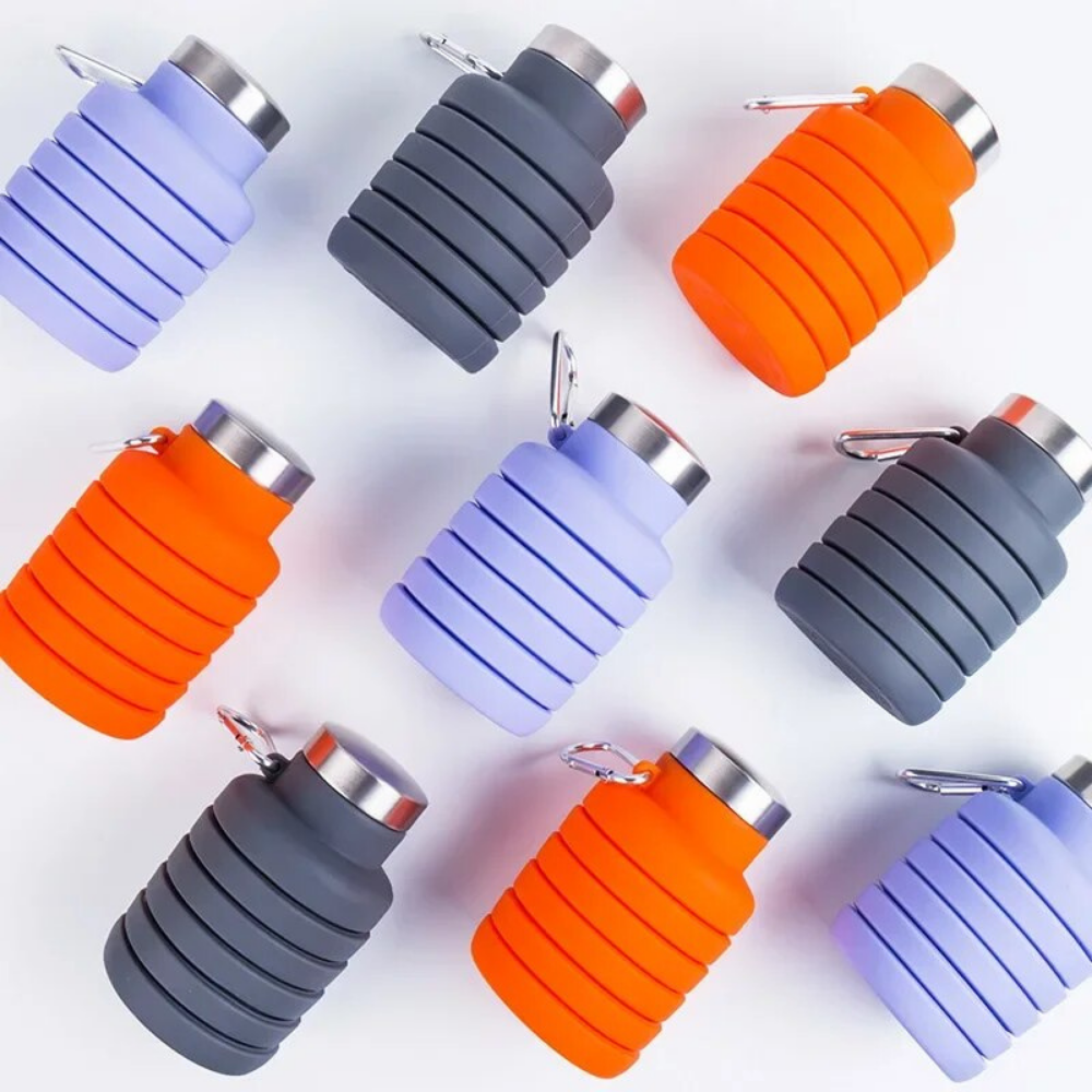 Faltbare Trinkflasche aus Silikon – flexibel, leicht und immer dabei!