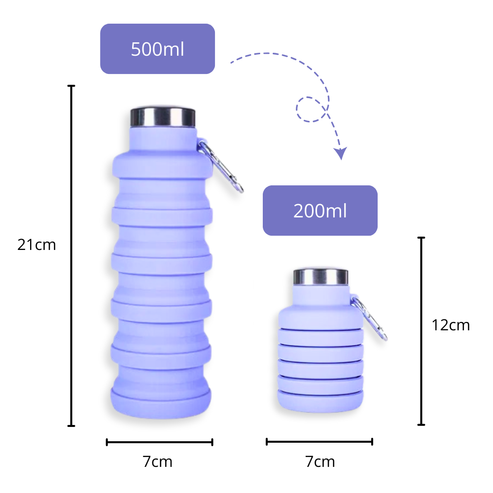 Faltbare Trinkflasche aus Silikon – flexibel, leicht und immer dabei!