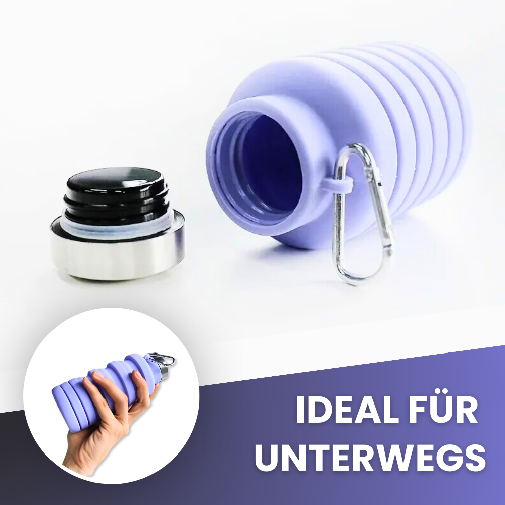 Faltbare Trinkflasche aus Silikon – flexibel, leicht und immer dabei!