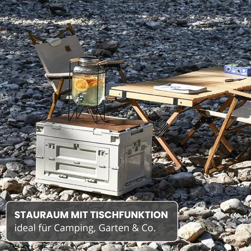 Multifunktionale Aufbewahrungsbox mit Tischfunktion – dein smarter Outdoor-Begleiter!