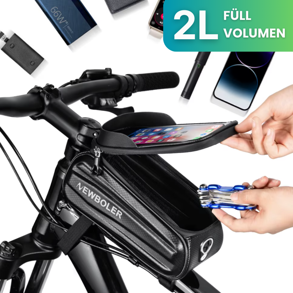 2-in-1 Fahrradtasche – Stauraum und Smartphone-Bedienung in einem