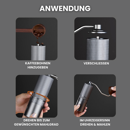 Manuelle Kaffeemühle aus Edelstahl – Echter Kaffeegenuss, immer und überall