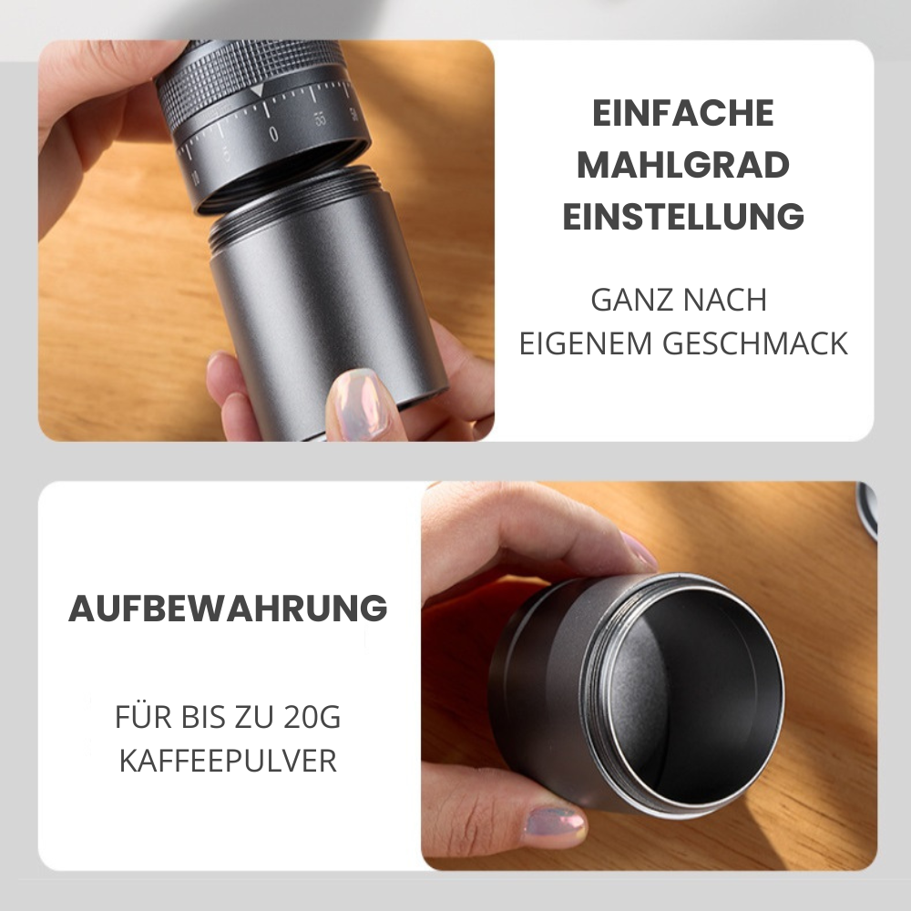 Manuelle Kaffeemühle aus Edelstahl – Echter Kaffeegenuss, immer und überall