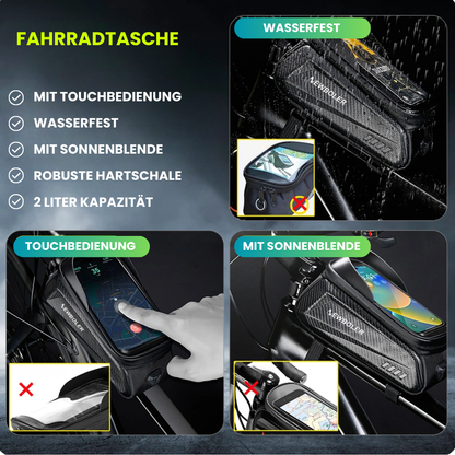 2-in-1 Fahrradtasche – Stauraum und Smartphone-Bedienung in einem